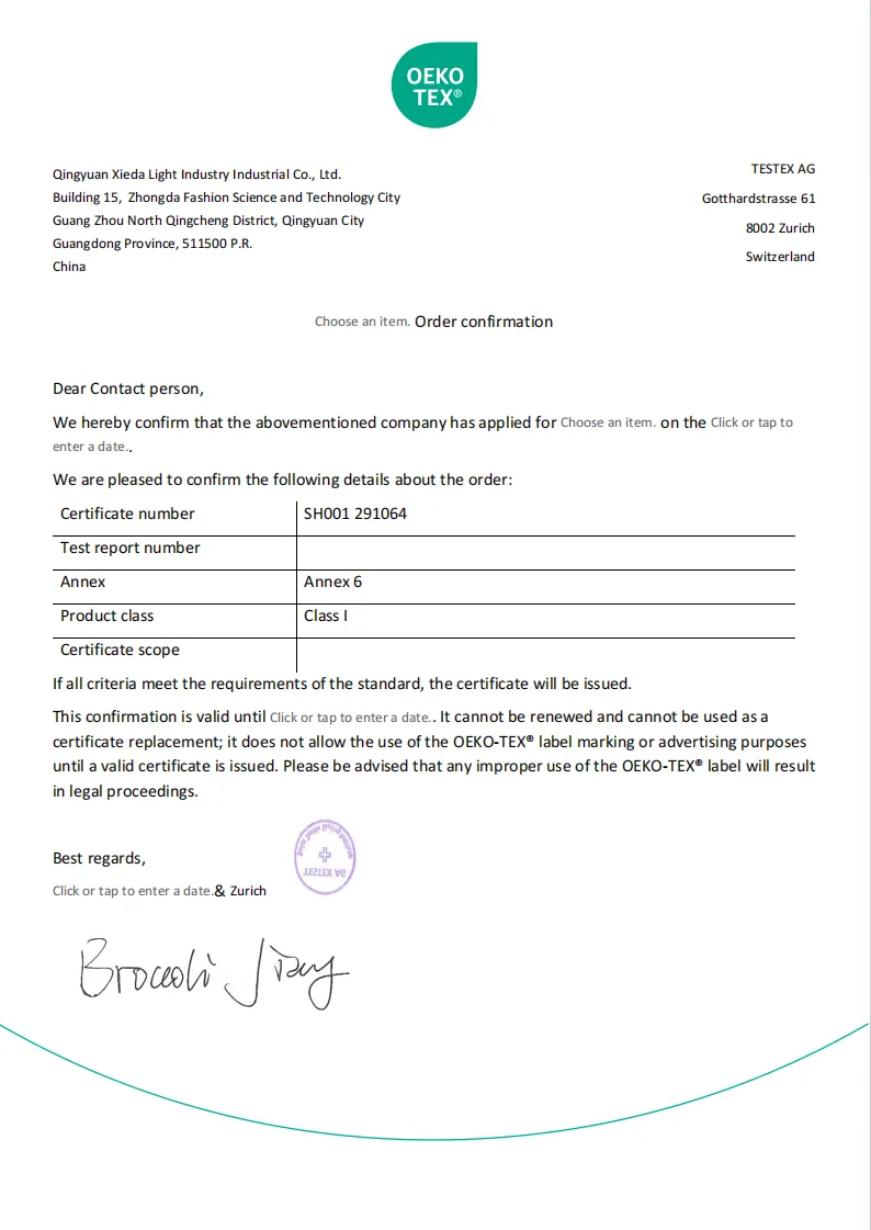 Confirmation letter template_STANDARD 100 & co
